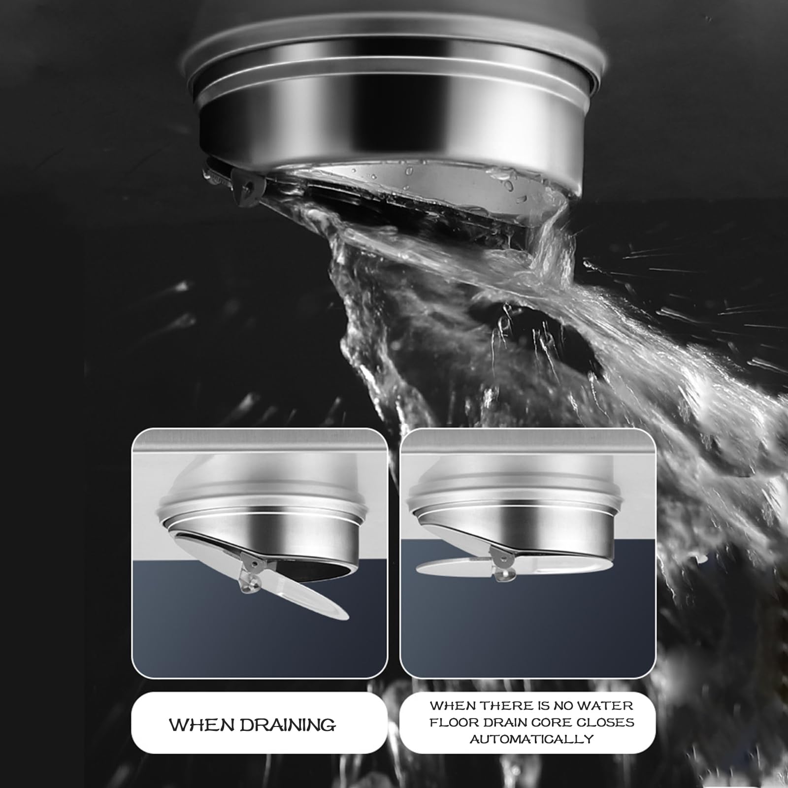 BIJOOT Desagüe De Suelo De Acero Inoxidable 304 - con Tapa De Filtro Extraíble, Antiobstrucción Accesorio De Baño Plata Cepillada,D