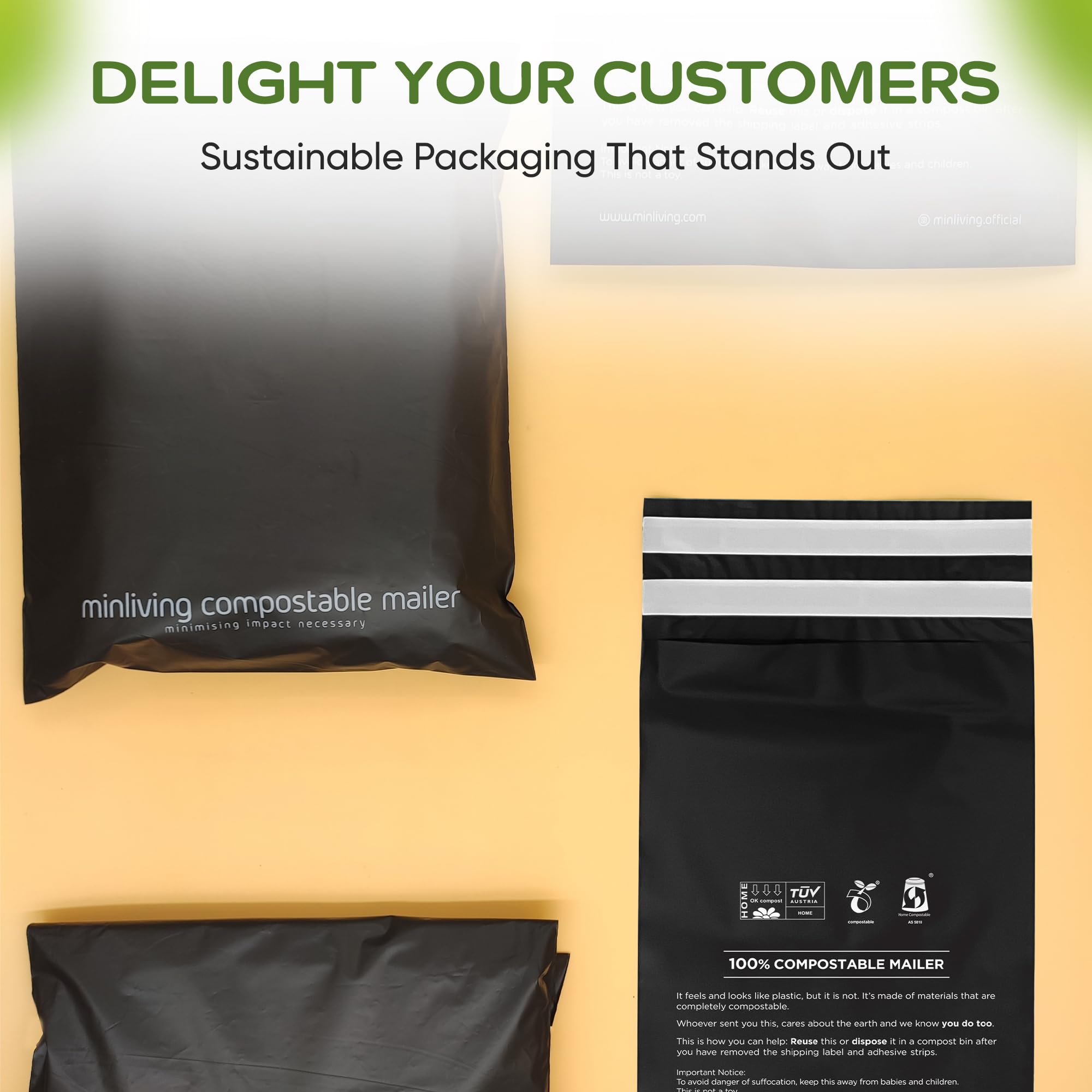 100% compostabile biodegradabile spedizioni postali (20 pezzi 15,2 x 22,9 cm, 20 pezzi 25,4 x 33 cm, 20 buste da 37,8 x 48,3 cm), buste per imballaggio ecologiche
