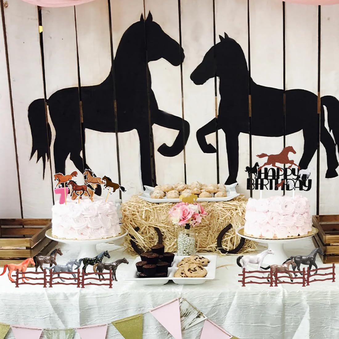 25-teiliges Pferde-Cake-Topper Set Für Geburtstagstorten – Inkl. Happy Birthday Aufsteller & Cupcake-Deko