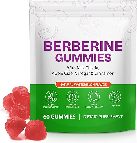 Gomitas de berberina con canela de Ceilán, suplemento sin azúcar para adultos, apoya el sistema inmunológico y la salud general, promueve el