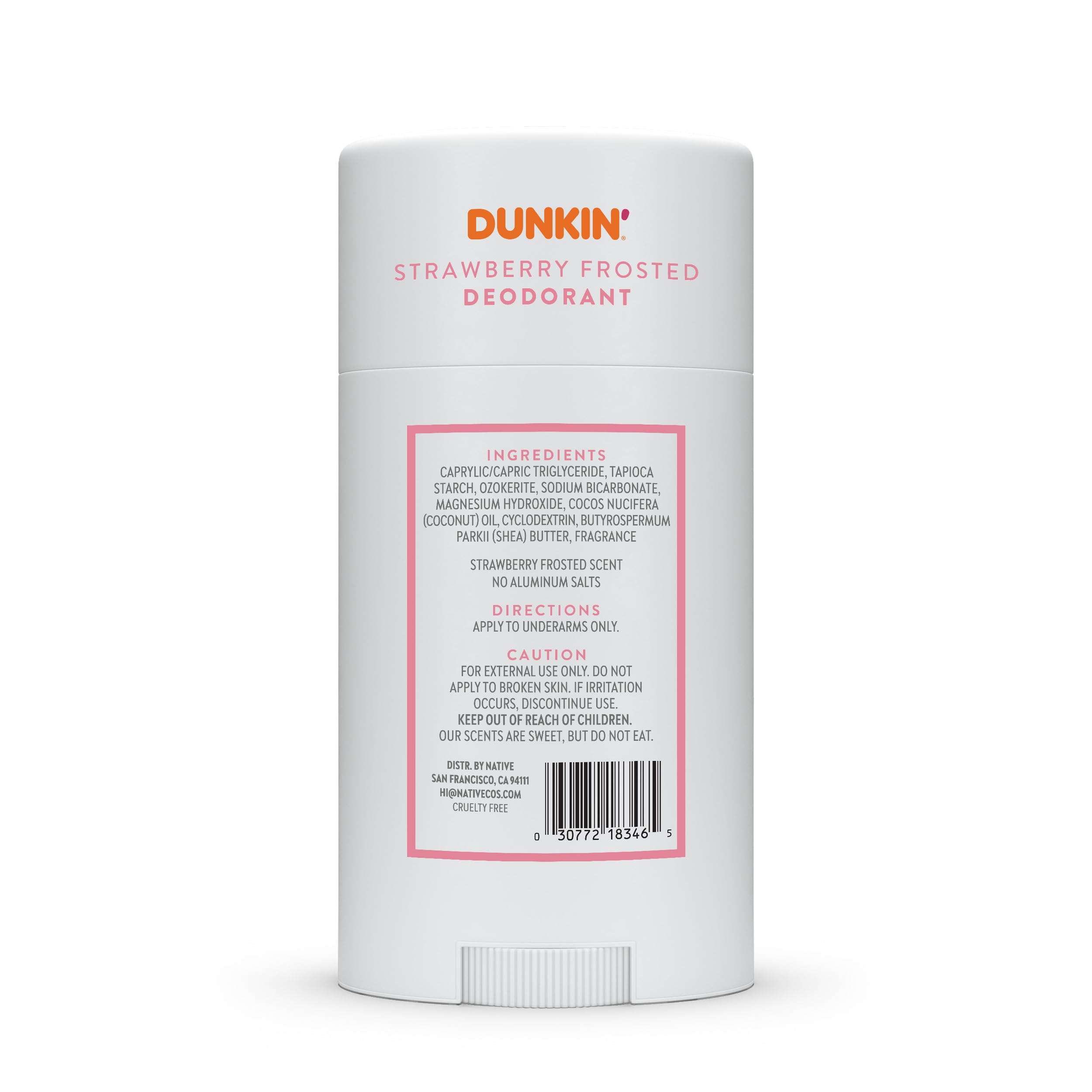 Native Deodorant | Limited Dunkin Donuts Edition | Aluminum Free with Baking Soda, Probiotics, Coconut Oil and Shea Butter | Strawberry Frosted 2.65oz