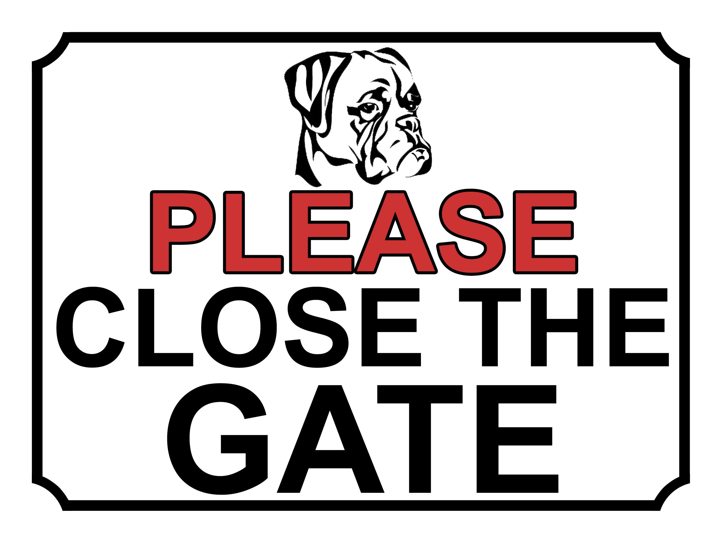 SHAWPRINT PLEASE CLOSE THE GATE DOG THEME METAL SIGN 267MM X 200MM (469H1L) LARGE 10" X 8"