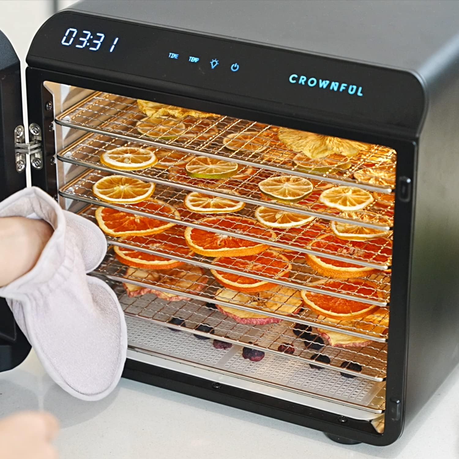 CROWNFUL Stainless Steel Food Dehydrator Machine Trays, Food-grade Stainless Steel, Dryer for Jerky, Meat, Beef, Fruit, Vegetable, 2pack