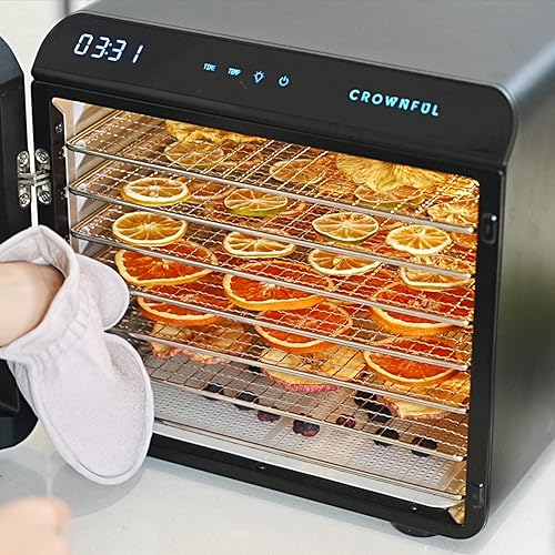 Miniatura 5 de CROWNFUL Bandejas para máquina deshidratadora de alimentos de acero inoxidable, acero inoxidable de grado alimenticio, secadora para carne seca,
