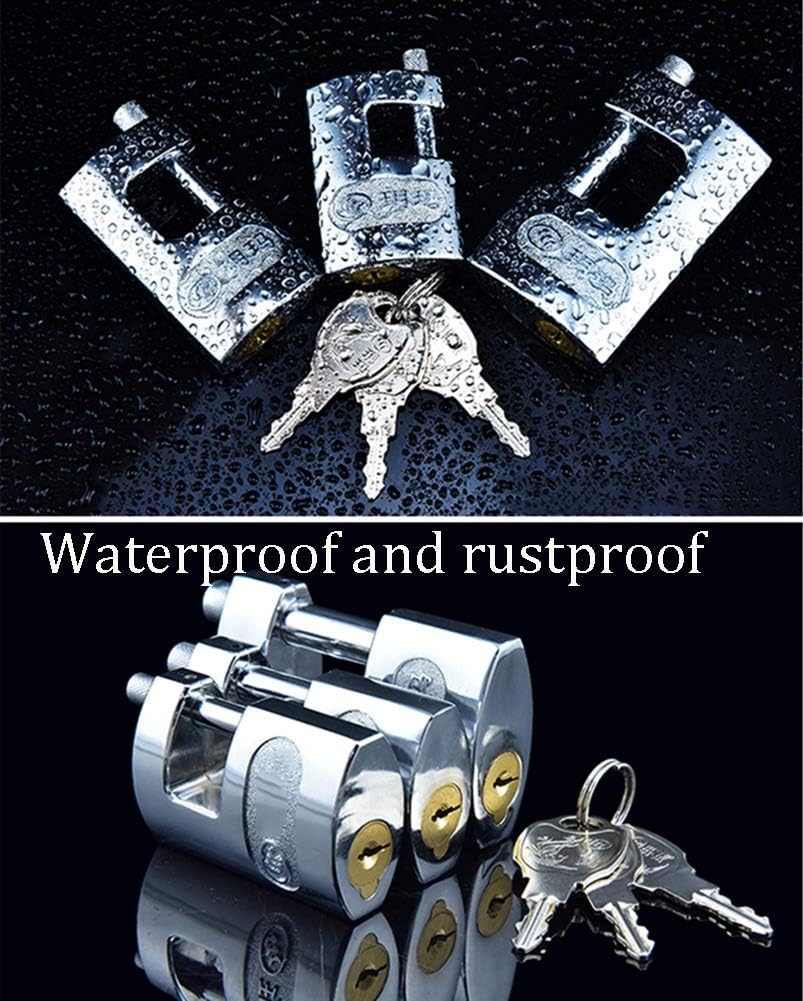 Keyed Padlocks Solid Steel Horizontal Key Padlock, Warehouse Fence Door Lock, Heatstroke, Rust, and Theft Prevention, 55x90mm, 3 Keys, 1 Pack