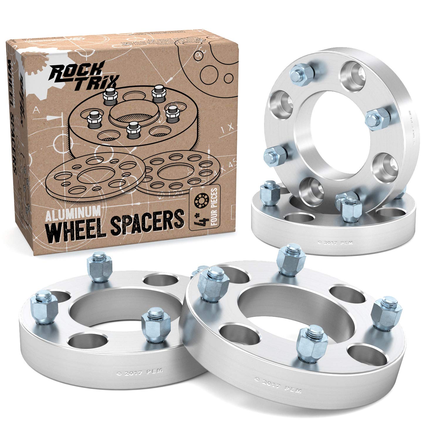 RockTrix - 1 inch ATV Wheel Spacers (4x110, 74mm Bore, 10x1.25 Studs, Cone Nuts) Compatible with Honda Yamaha Suzuki Bombardier (Read Listing for Year Model Info) UTV V3 25mm Silver 2pcs