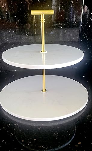 Miniatura 2 de Soporte para servir de mármol blanco y latón de dos niveles