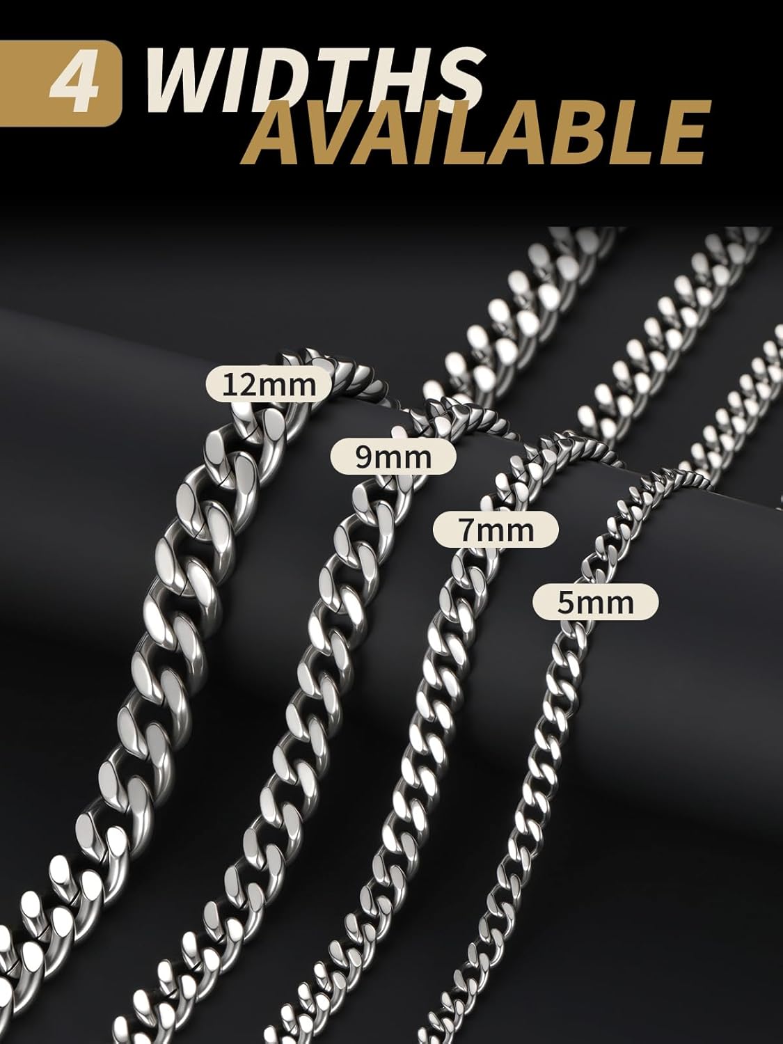 FindChic メンズ カーブチェーンネックレス 18Kゴールドメッキ/ステンレススチール/ブラックチャンキーヒップホップネックリ