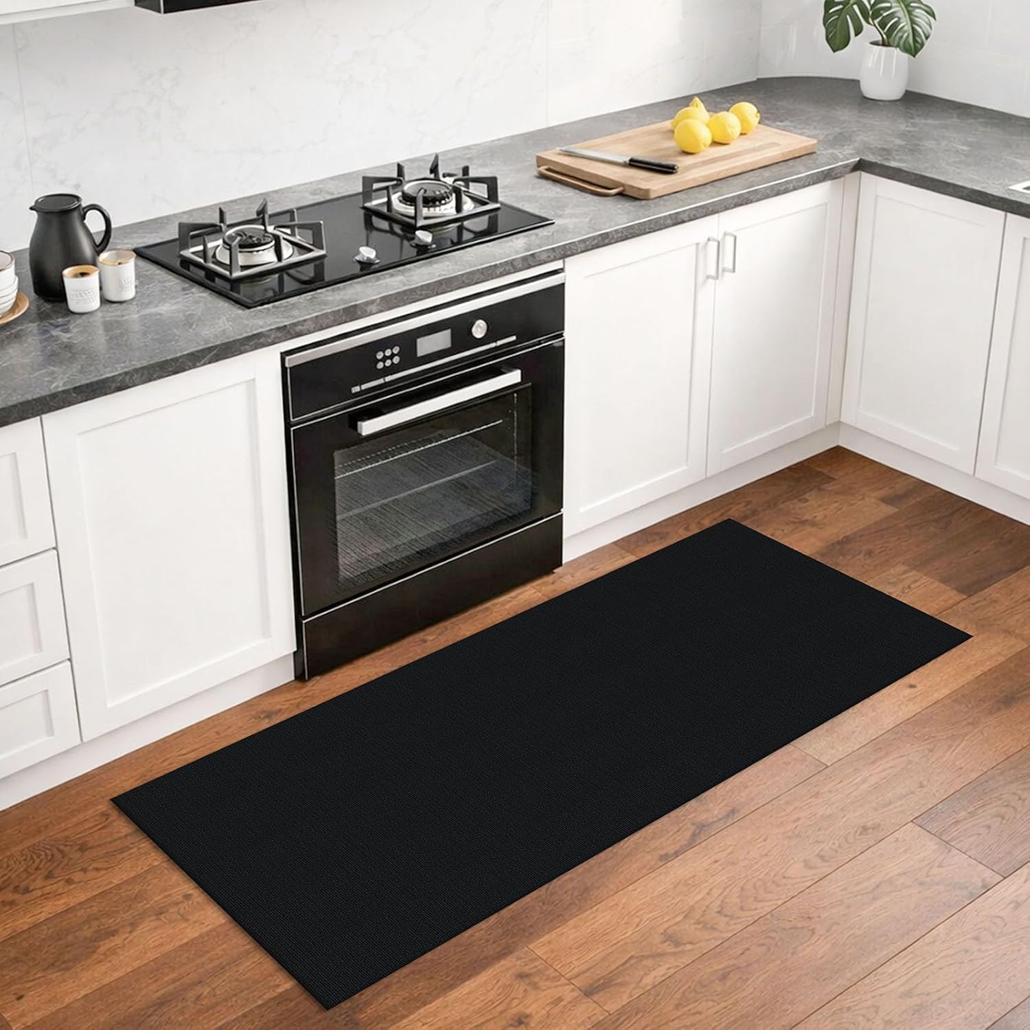 Lansny Washable Runner Rug 2x5 Hallway Runners Braided Cotton Entryway Runner with Non Slip Backing Indoor Runners for Hallway Kitchen Bedroom, Black
