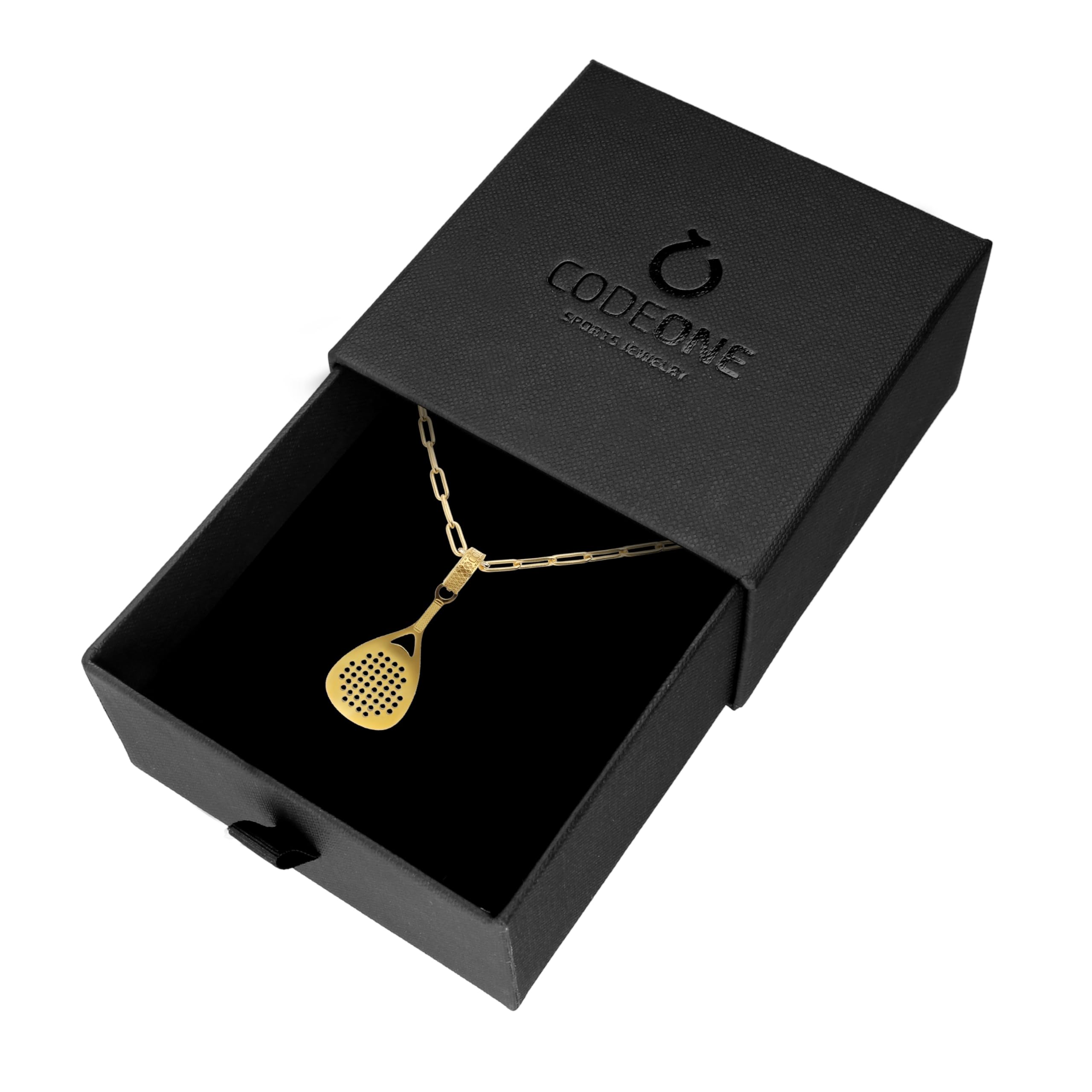 CODEONE Colgante Pádel | Acero Inoxidable | Diseño Artesanal Deportivo | Raqueta | Estuche de Regalo