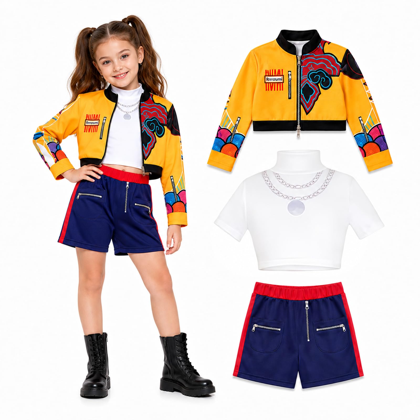 BORISCA Singer Costume Kids K Pop Costume Set for Girls Dress Up - Ht 160cm