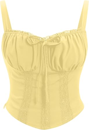 Corset Tops for Women Going Out Lace Up Tie Strap Date Night Top Spaghetti Strap Party Club Top Shapewear Top