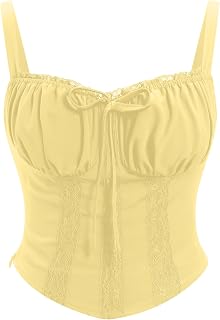 IBAKOM Sexy Damen-Korsett, Spitze, Oberteil, Formteil, Vintage, Spaghetti, mit Korsett Out Party Tops