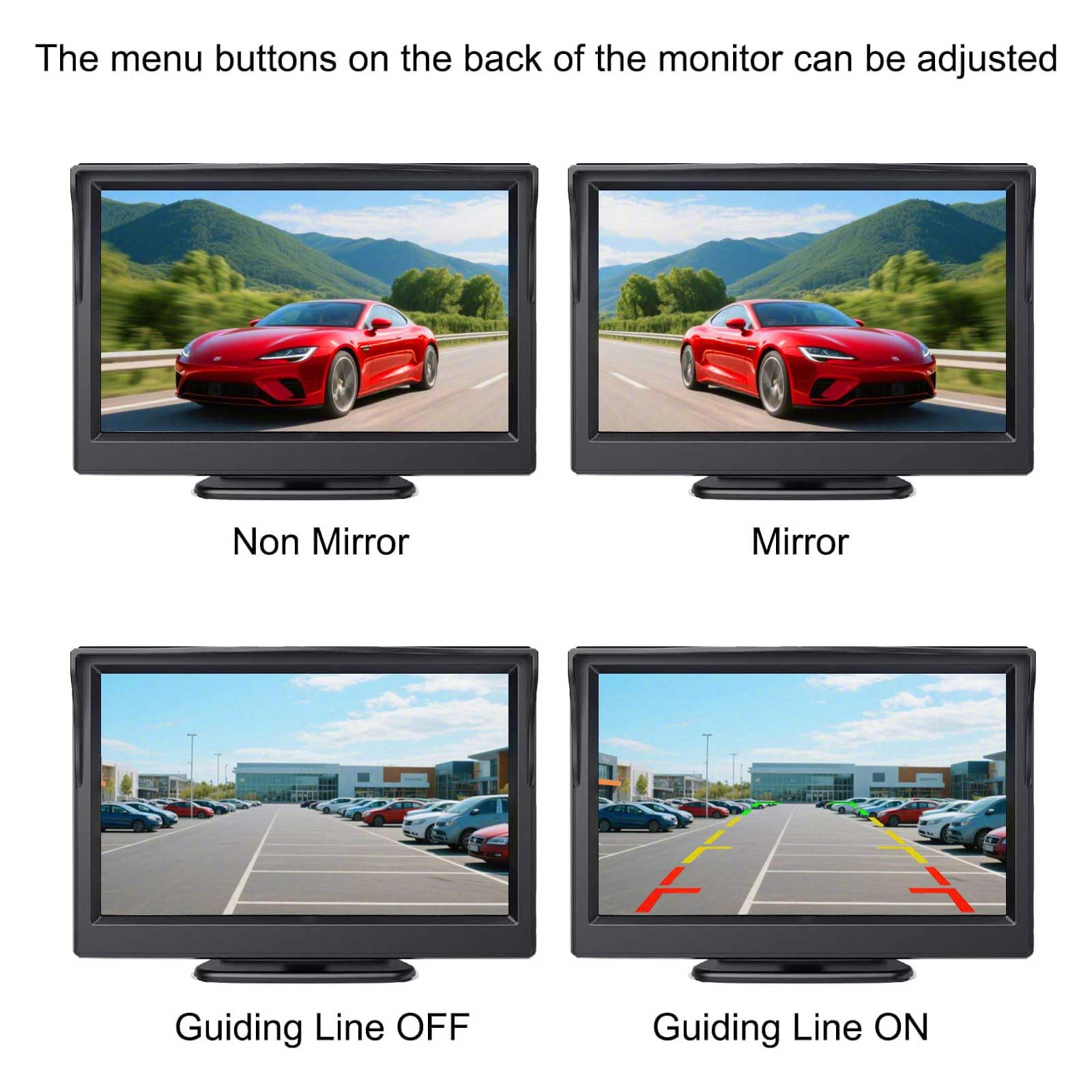 4LEDs Vision Nocturne Étanche Voiture Reculée Caméra de Recul w / 5 Pouces HD Voiture LCD Moniteur pour RV/Camion/Voitures/Caravane/fourgonnette
