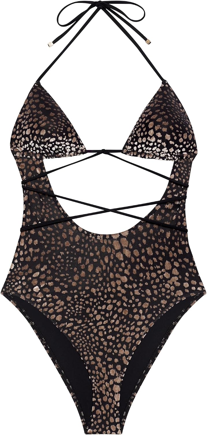 Steve Madden Women's Strappy Cutout Triangle One Piece Swimsuit