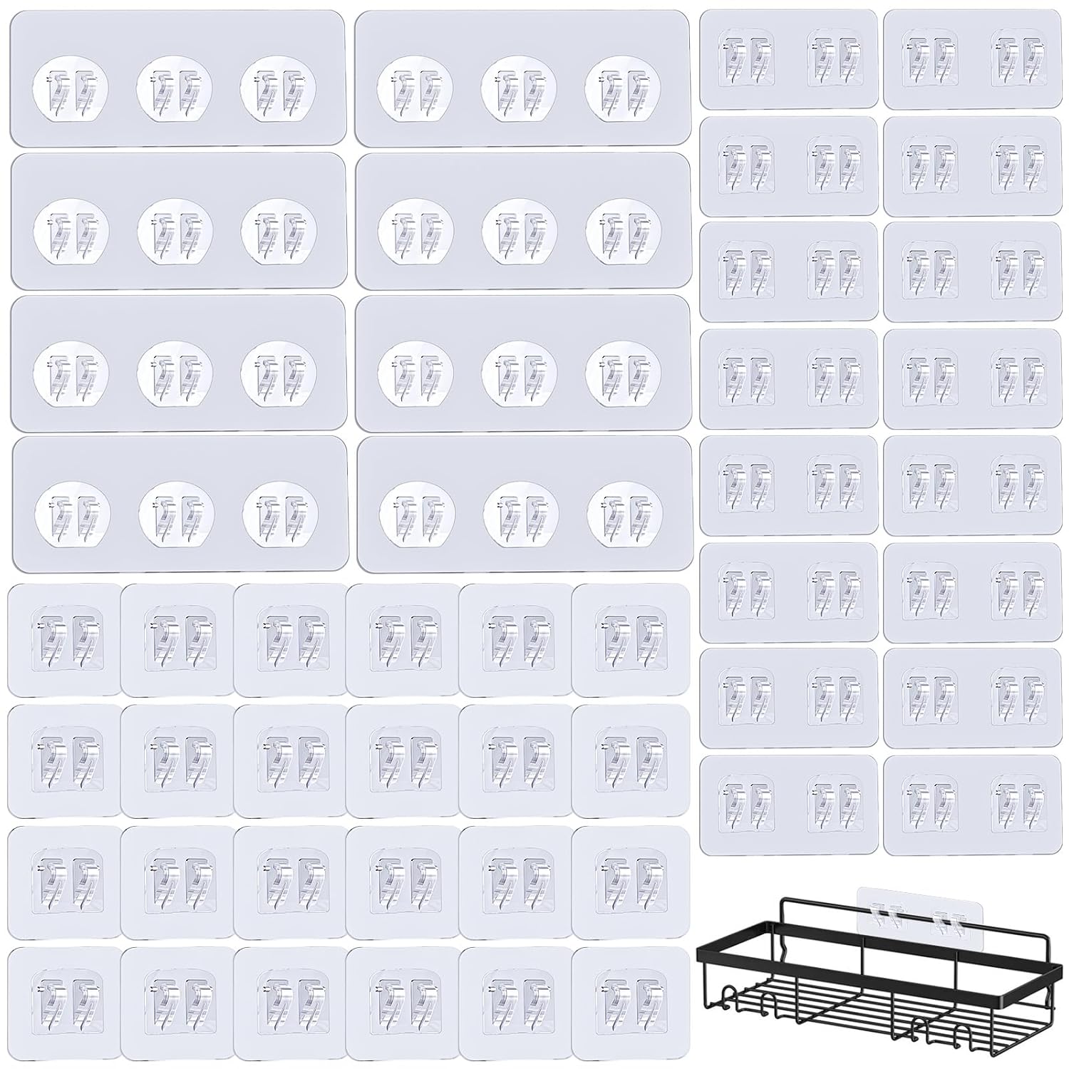 LHSYFBZ 48Pack Shower Caddy Adhesive Hooks Replacement Shower Shelf Adhesive Hooks No Drilling Hook for Showe Caddy Soap