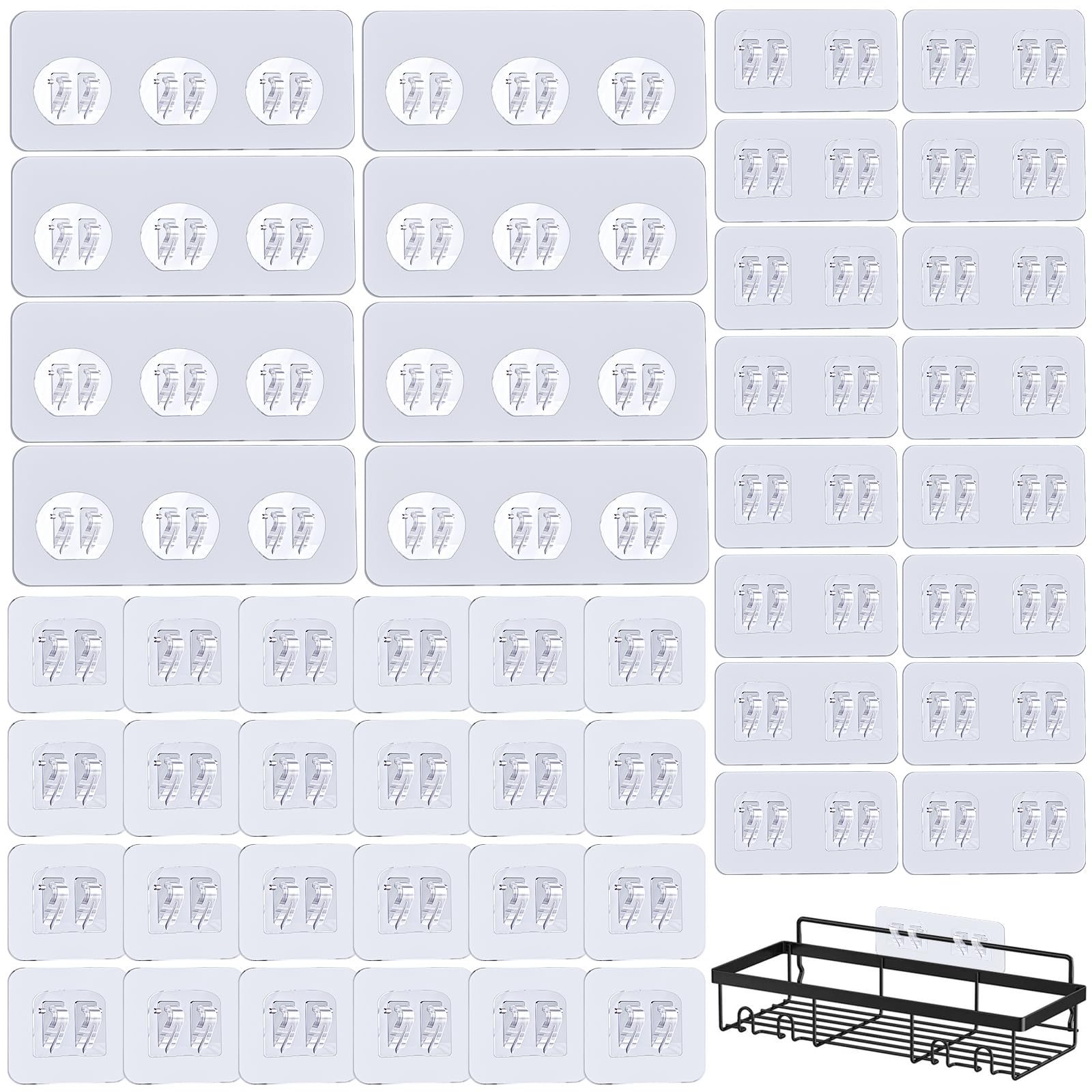 LHSYFBZ 48Pack Shower Caddy Adhesive Hooks Replacement, Shower Shelf Adhesive Hooks, No Drilling Hook for Showe Caddy, Soap Holder, and Kitchen Racks