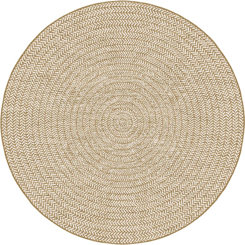 SrS Rugs® Luna Collection, Outside Rugs, Round & Oval Shape, with Soft Woven 2mm Pile. Contemporary Borders Design. 7 Colours, 9 Sizes (Beige Woven, 160cm Round) — image 1