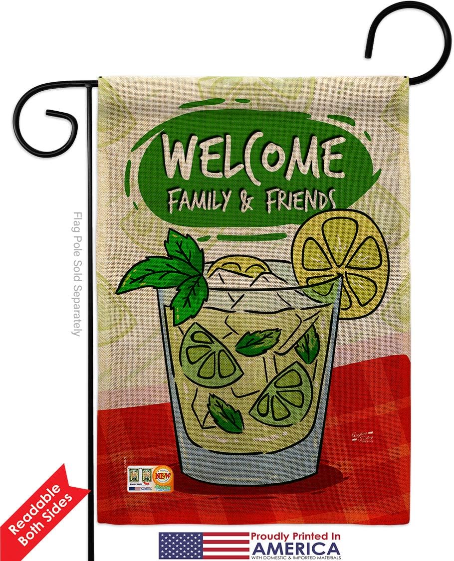 Cool Mojito with Friends Garden Flag Set Stand Beverages Margarita Bloody Mary Mai Tai Summer Tropical Refreshing Small Decorative Gift Yard House Banner Double-Sided Made In USA 13 X 18.5