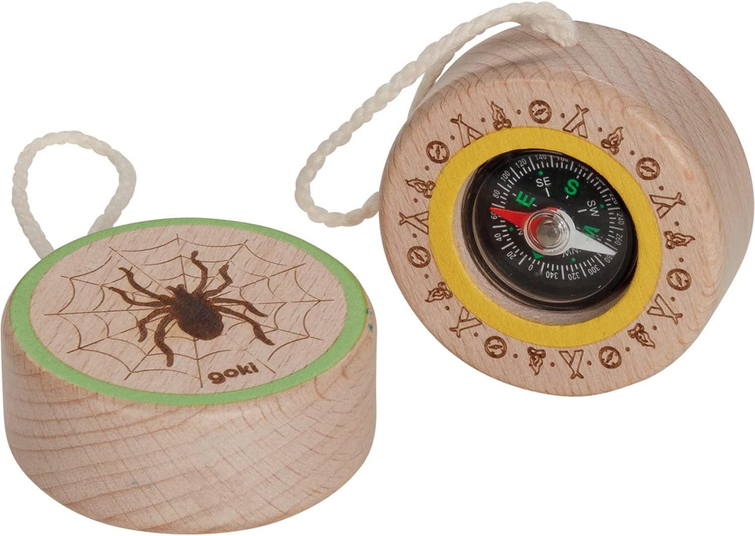 goki 60700 Compass Spider Diameter = 5 cm, Wood and Plastic