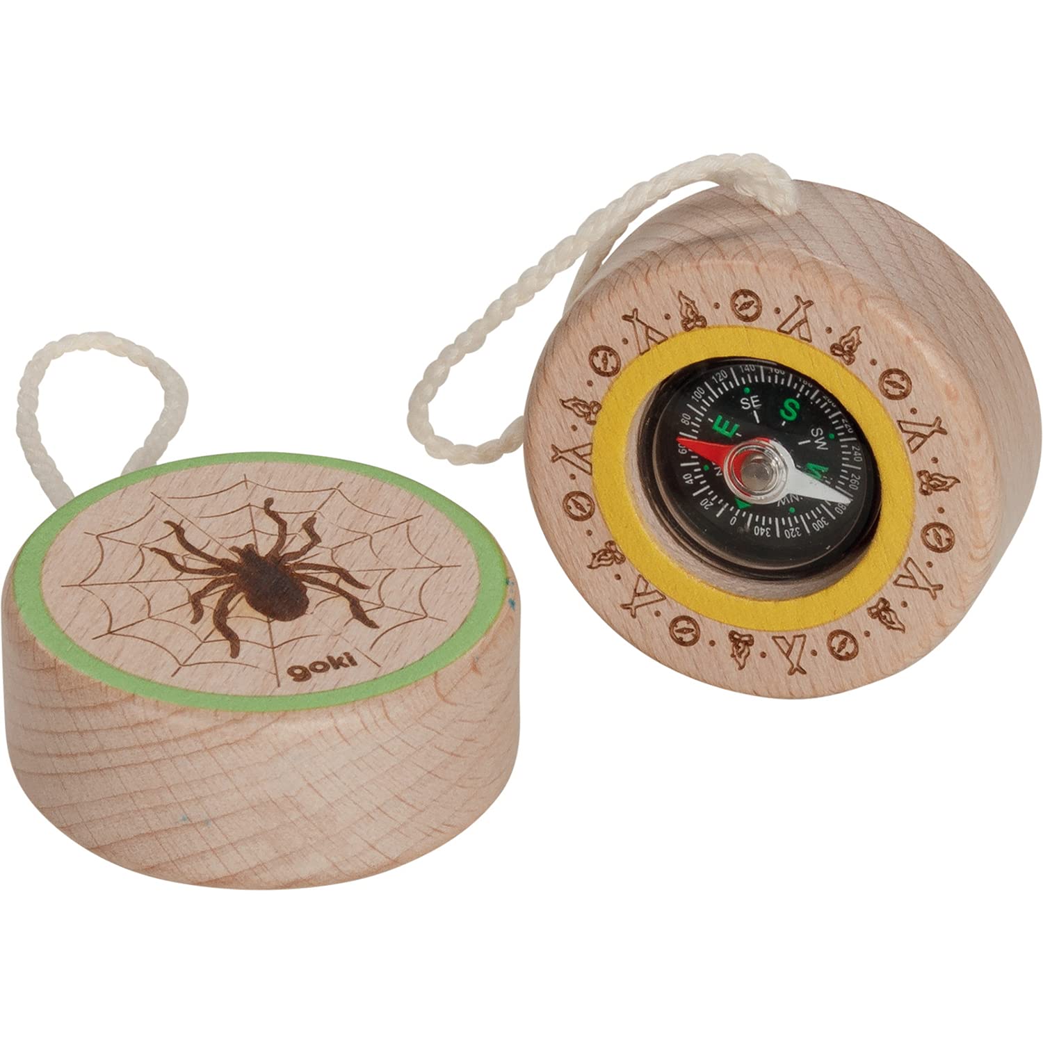 goki 60700 Compass Spider Ø 5 cm, Wood and Plastic, Natural