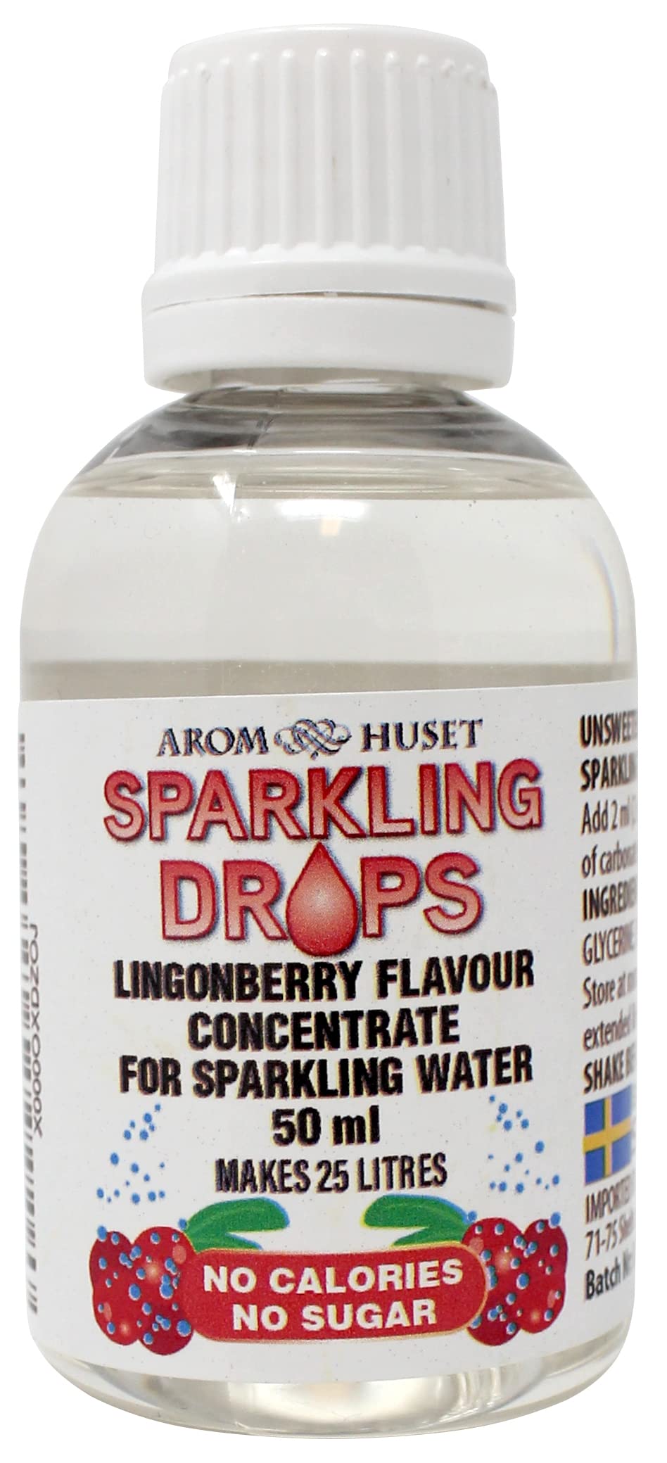 Aromhuset Lingonberry Flavour for Sparkling Water 50ml – Zero Sugar, Low Calorie & No Preservatives – Makes 25 Litres – Just Add 2ml to 1 Litre Sparkling Water