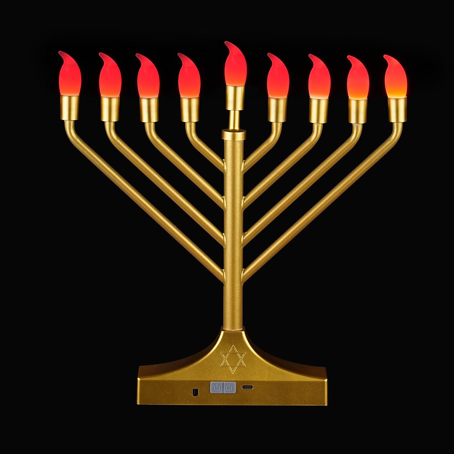 Electric Hanukkah Menorah,RGB Led Menorahs for Chanukah Decoration,Color Changing with Remote Control & Push-Button to Choose The Day and Timer Options Battery/USB Powered,Gold