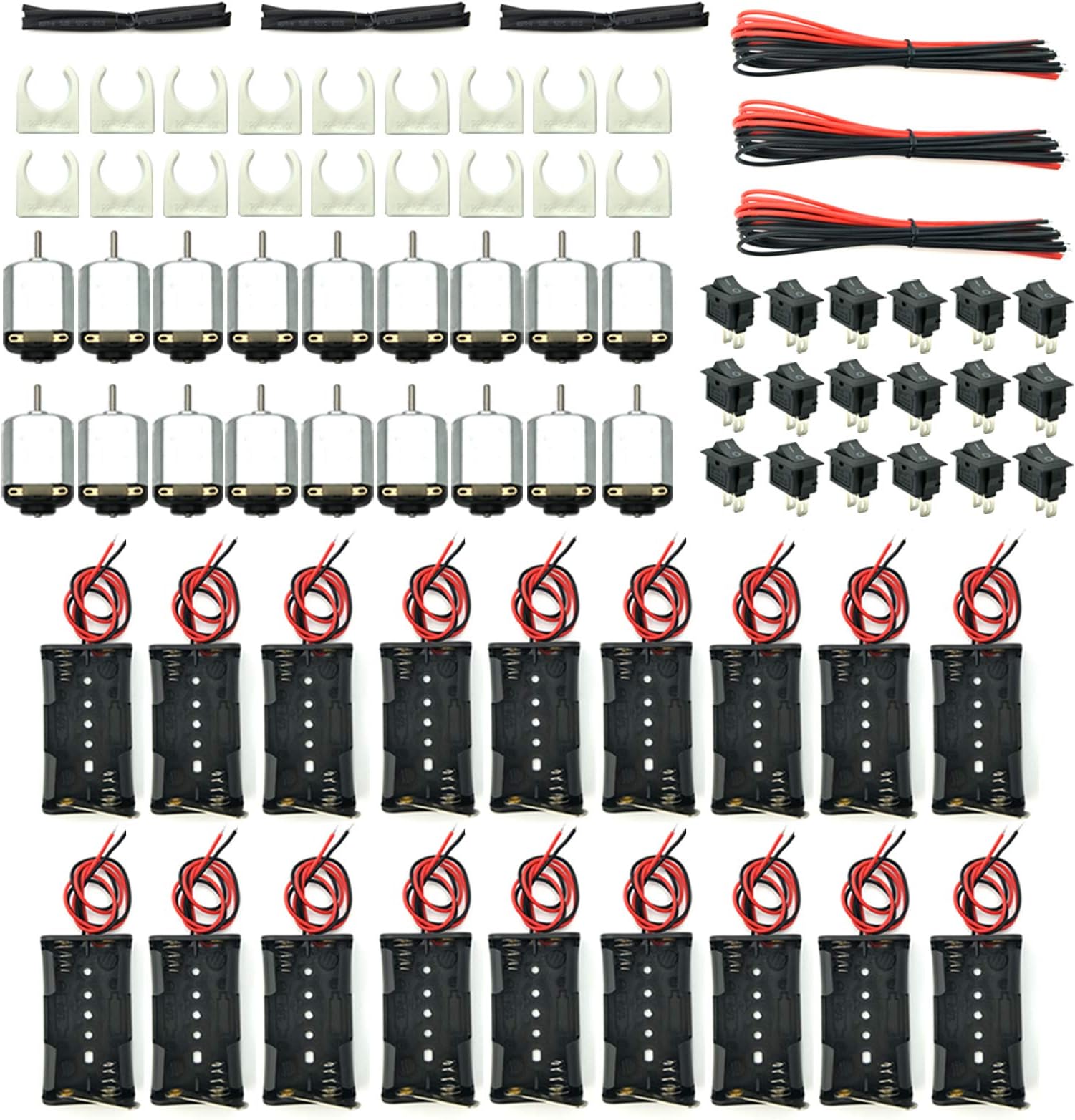 EUDAX 18 Set DC Motors Kit,Mini Electric 1.5-3V 24000RPM Hobby Motor with AA Battery Holder for STEM DIY Toy