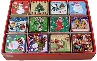Cookie Tins 12Pack,Cookie Tins with Lids Empty Cookie Storage Tins Christmas Cookie Gift Tins