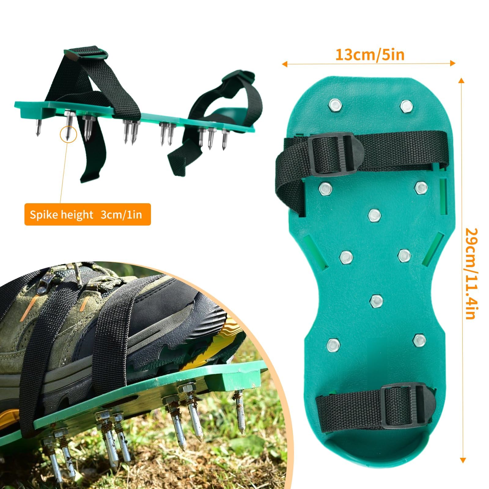 Noliven Upgraded Self Leveling Concrete Tool Kit - Spiked Roller, Paint Roller, Spiked Shoes, Self-leveling Nail, Gloves, Stainless Steel Scraper and Leveling Rake for Epoxy Floor and Cement - 3