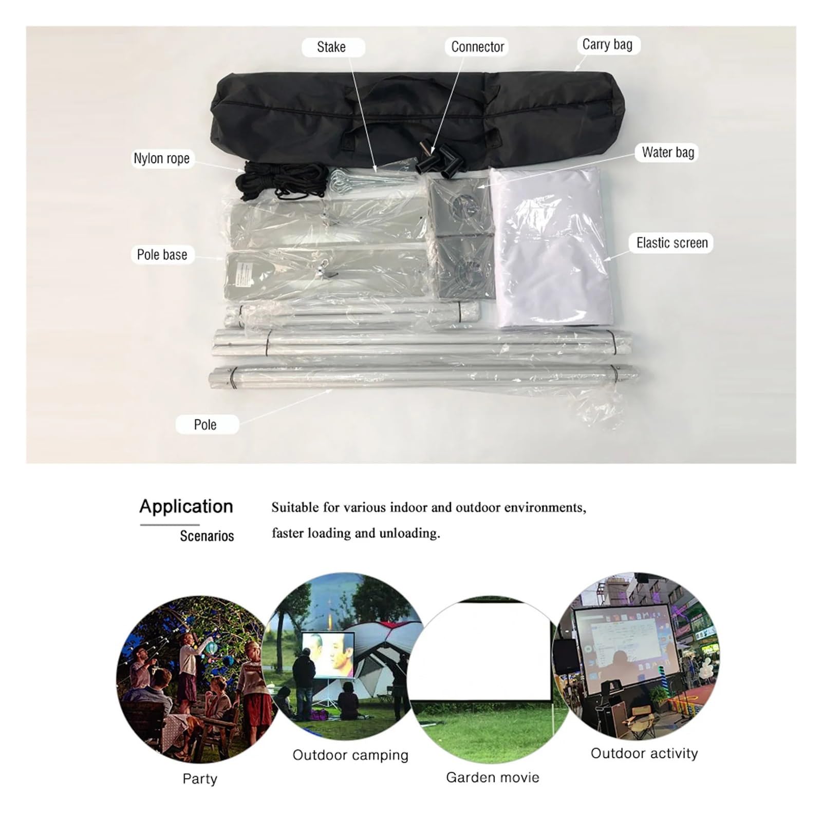Écran de Projection, Écran de Projection avec Support 100 Pouces écran Portable 16:9 HD Films Pliable en Plein air Maison Camping