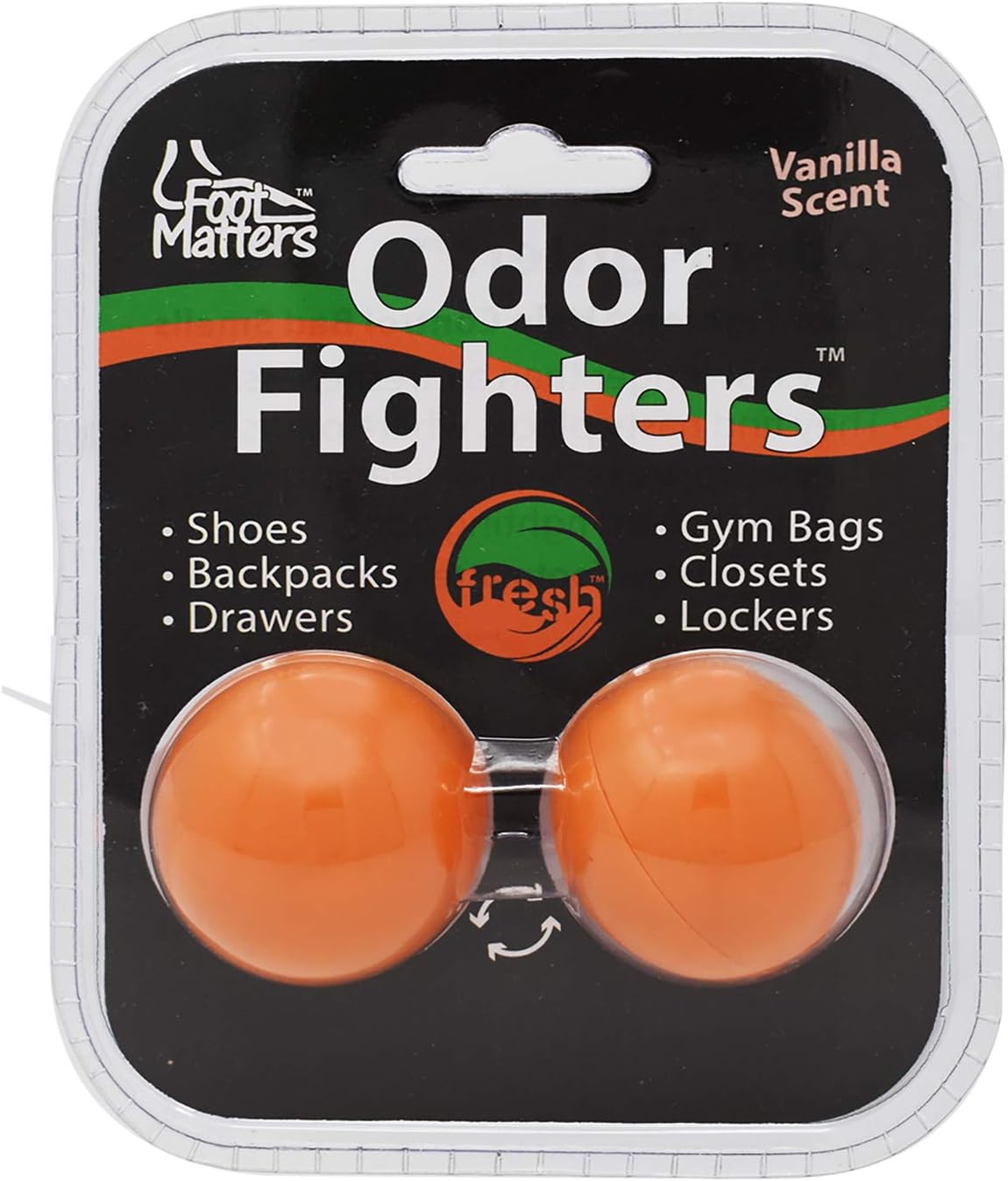 FOOTMATTERS Odor Fighters - Shoe Deodorizer Balls (Contains 4 balls) - Adjustable Vanilla Scent