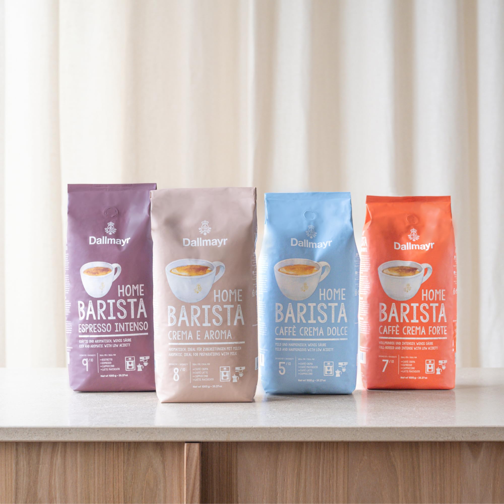 Dallmayr Home Barista Caffé Crema Forte 1.000g ganze Bohne (Packung mit 3)
