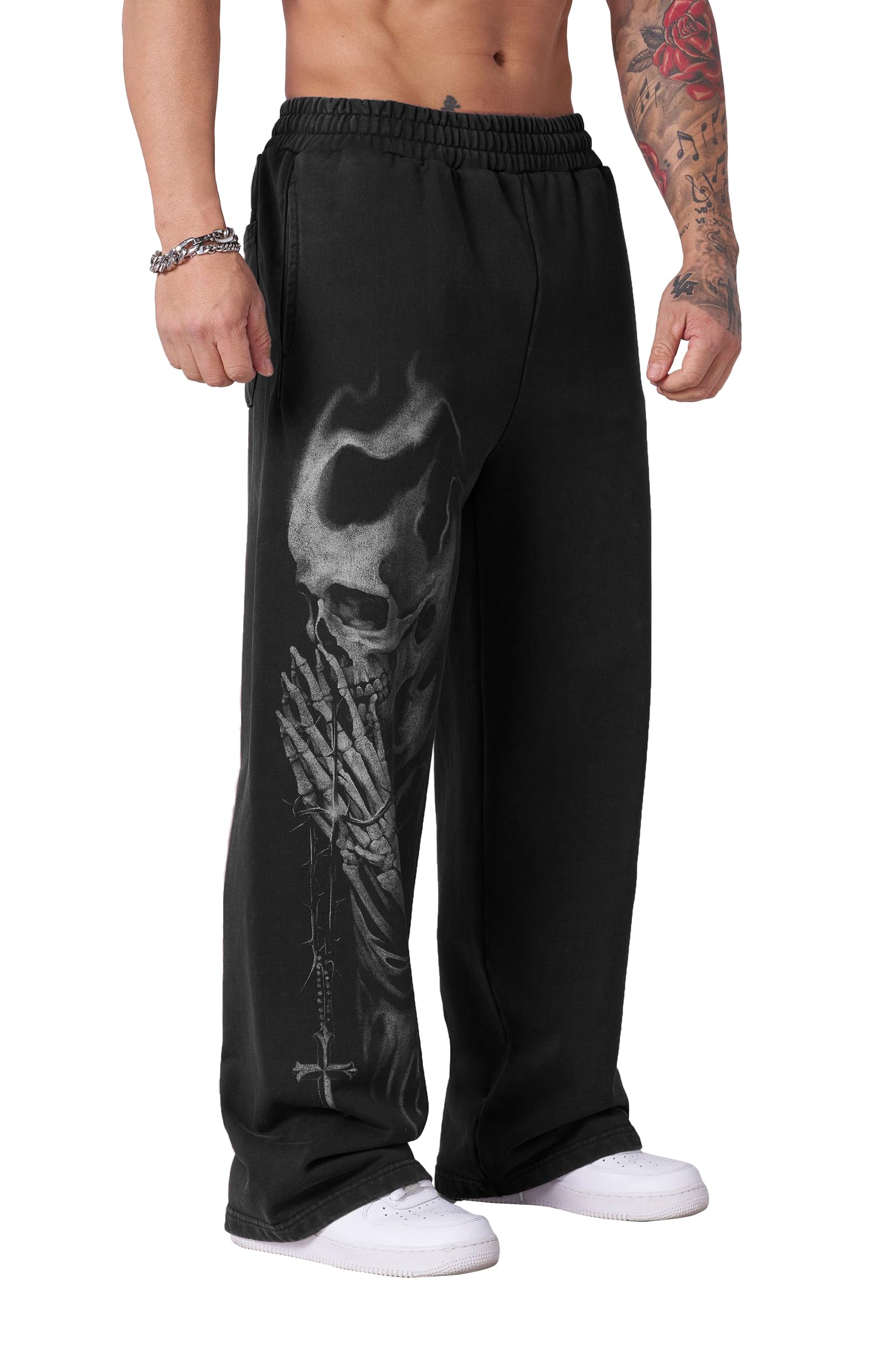 BOOMLEMON Mens Graphic Print Joggers Baggy Casual Workout Pants Bandana Punk Streetwear Sweatpants with Pockets