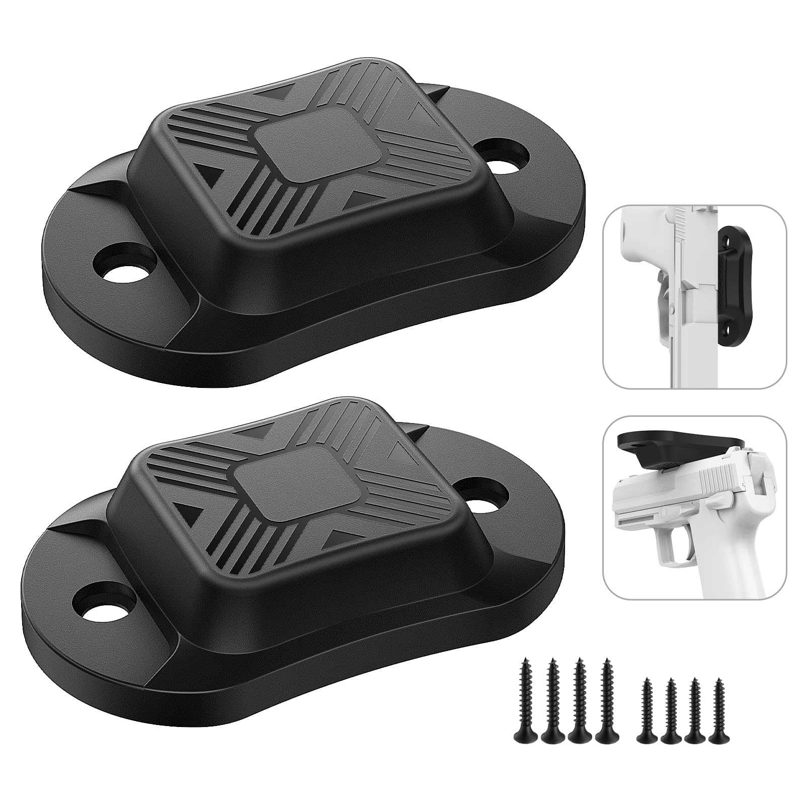 Gun Magnet Mount | 35Lbs Rated Capacity Premium Rubber Coated Magnetic Gun Mounts for Pistol Revolver CCW Ruger Glocks | Concealed Gun Holder for Car Truck Desk Gun Safe and Wall Gun Accessories