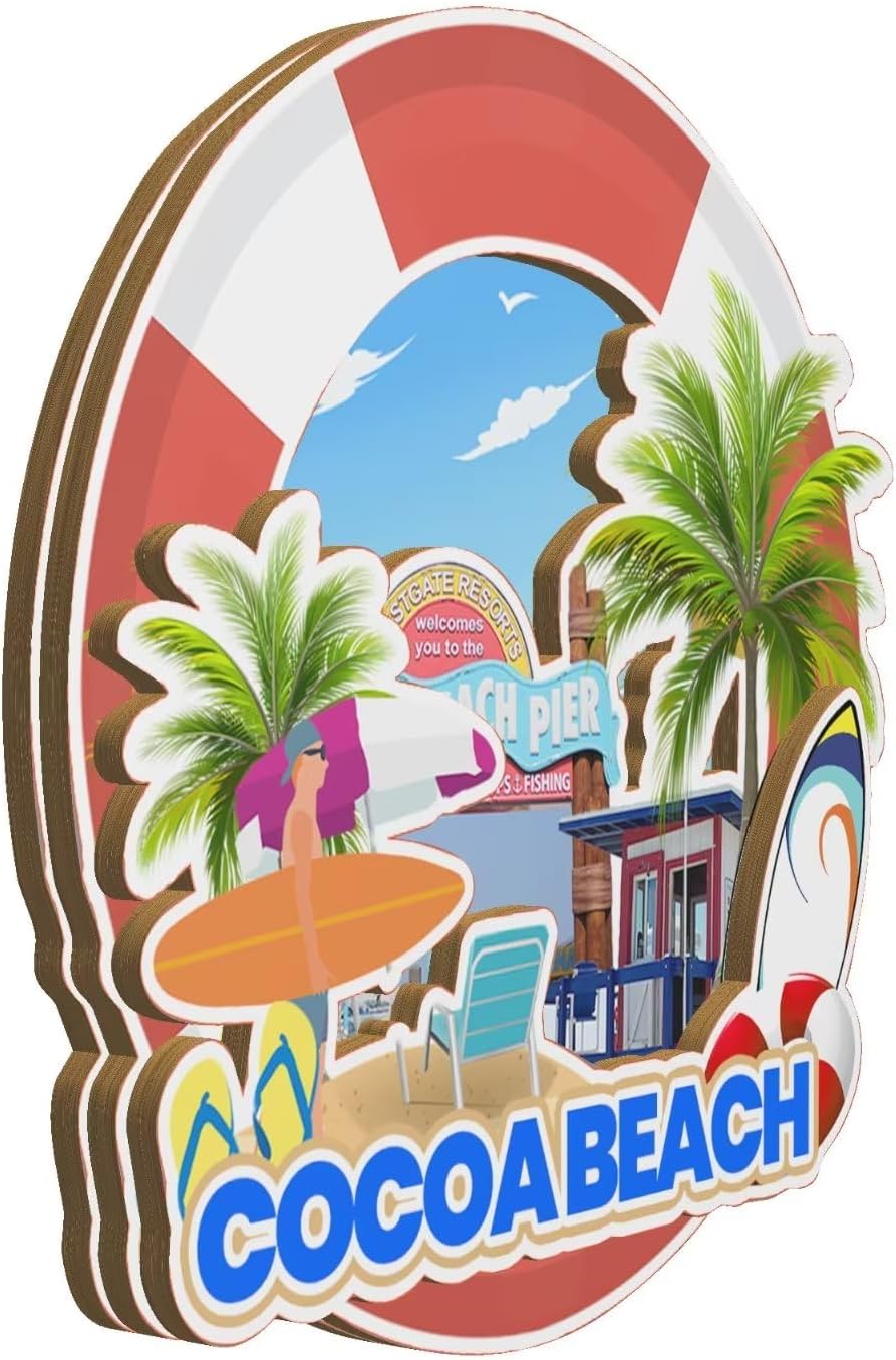 Cocoa Beach Florida USA Magnet Fridge Magnet Wooden 3D Landmarks Travel Collectible Souvenirs Decoration Handmade -2697 image 2
