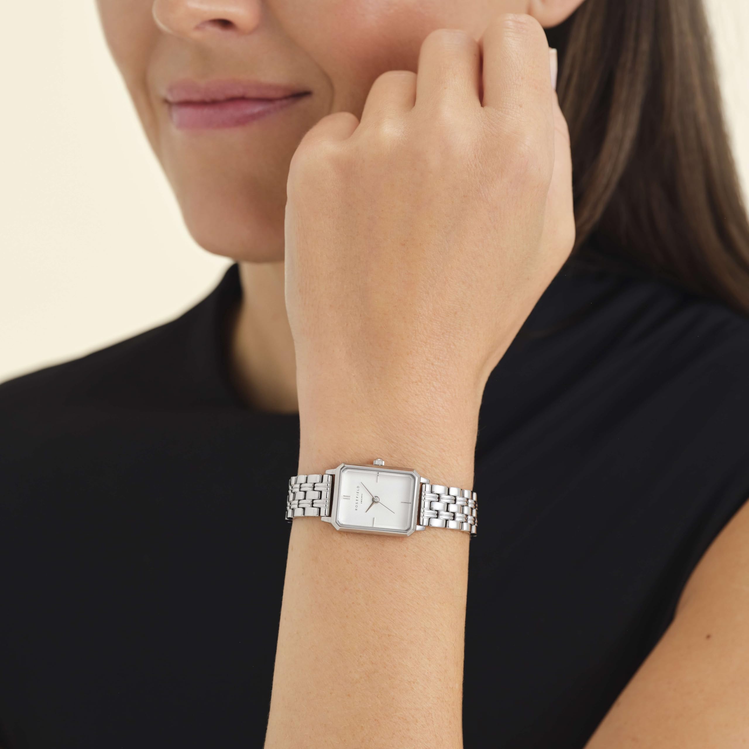 Rosefield Ottagon XS Argento con quadrante bianco e cassa in argento 19,5x24 mm OWGSS-O63 in acciaio inossidabile