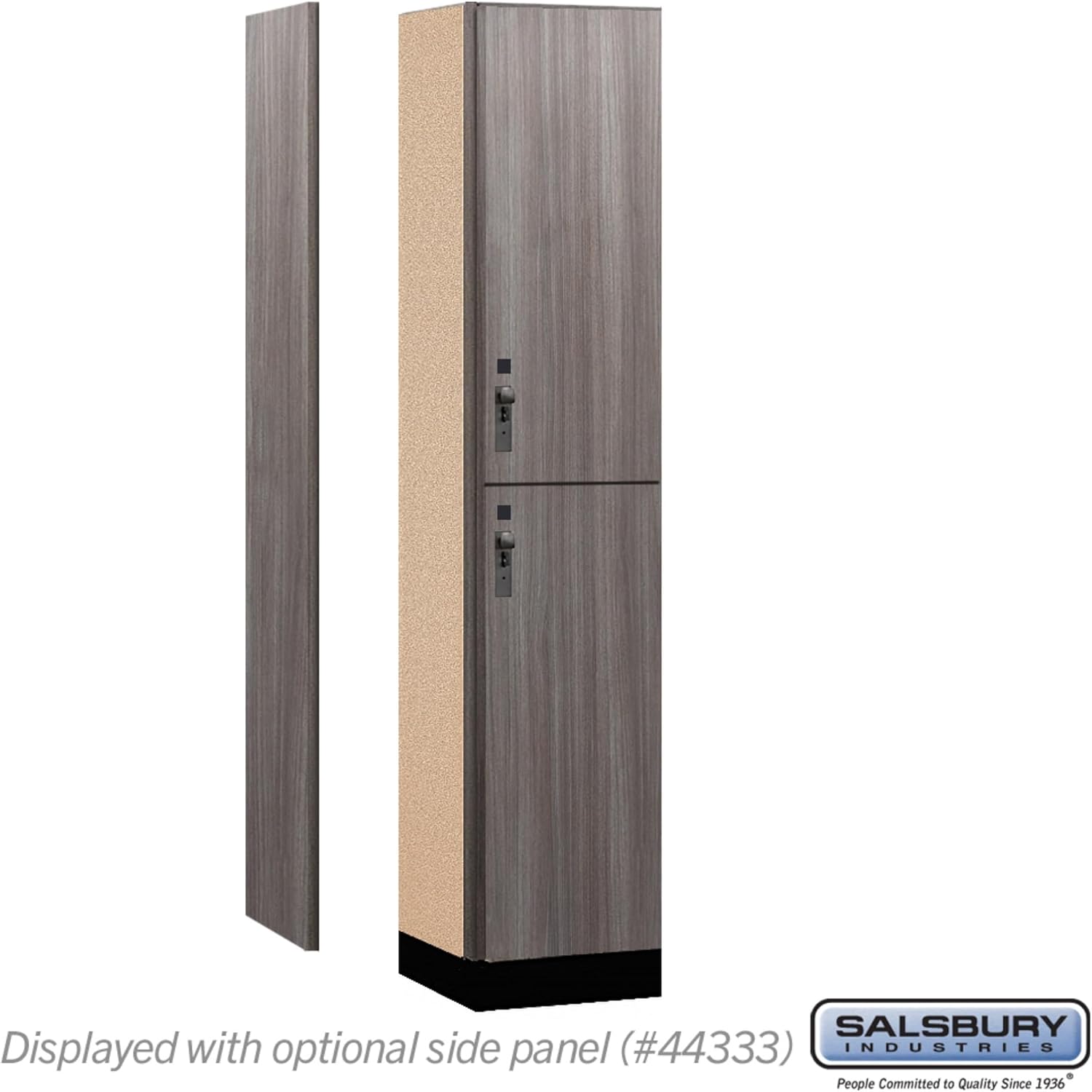Salsbury Industries 15" Wide Wood Locker - Double Tier - 1 Wide - 6 Feet High - 18" Deep - Skyline Walnut - Hasp