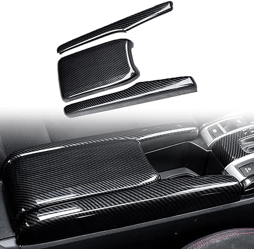 Cubierta de la caja del reposabrazos estilo fibra de carbono, cubierta interior de la consola central del coche compatible con Honda Civic Sedan