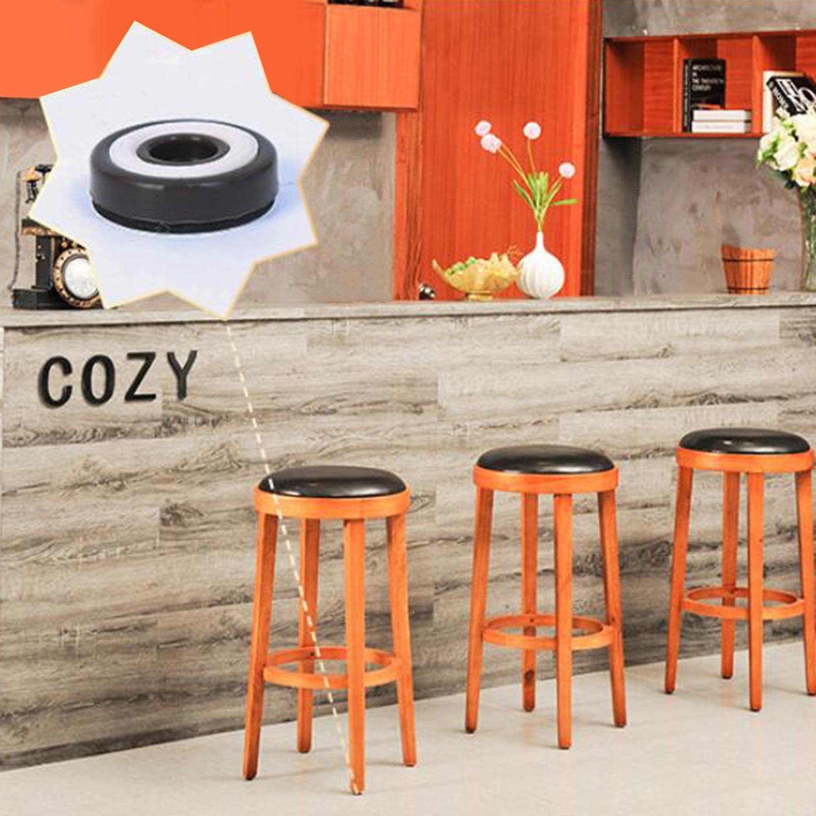 GIANTE 8pcs Non-Skid Furniture Caster Cups Coasters Desk Riser Sofa Risers for Bed Black