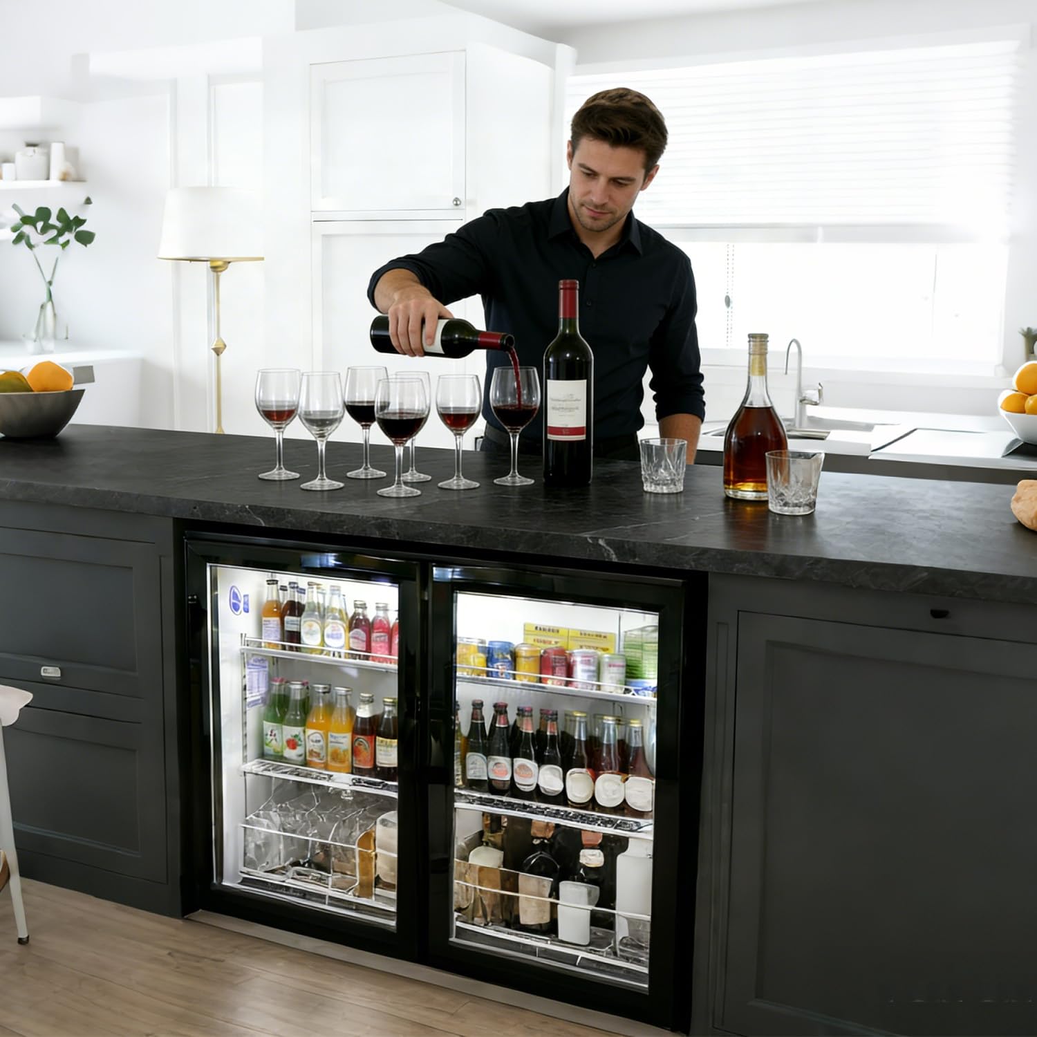 NAFCOOL Back Bar Cooler Fridge,7 Cu Ft Compact Commercial Beer Refrigerator Beverage Undercounter Refrigerator, Display Fridge with LED Light Adjustable Shelves,ETL and NSF Approval,Sliding Door on Fridge.com