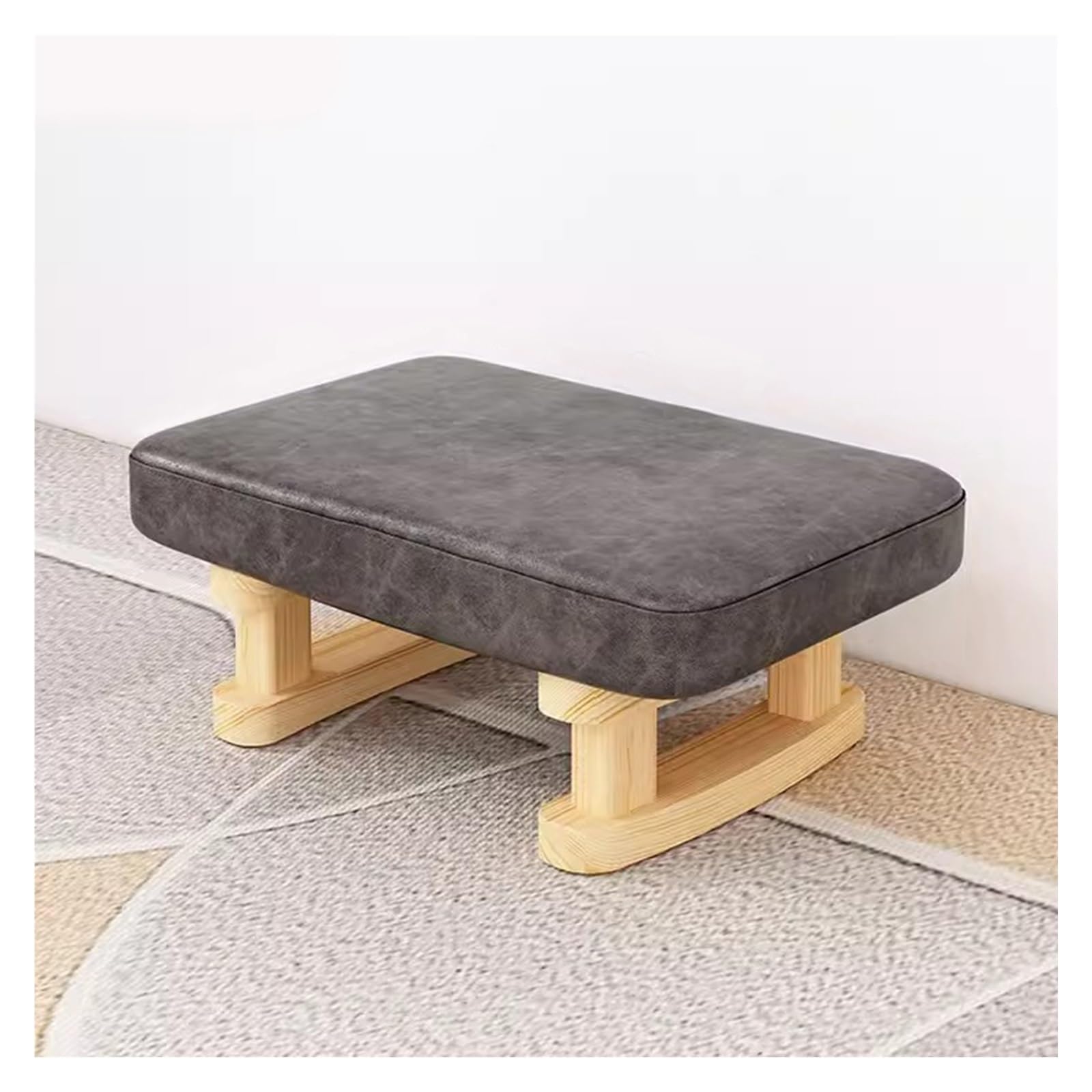 Repose-Pieds et banc à chaussures rectangulaire avec robustes pieds en bois pour salon