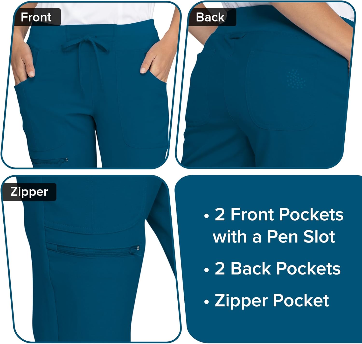 Heartsoul Women's Medical Scrub Jogger Pants Contemporary fit Drawstring waistband Jogger With 5 Pockets - HS030 - Image 6