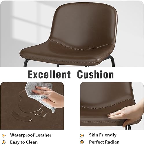 Miniatura 8 de TAVR Furniture Juego de 2 taburetes de piel sintética para mostrador, sillas de isla sin brazos, con respaldo para el hogar, cocina, comedor, bar,
