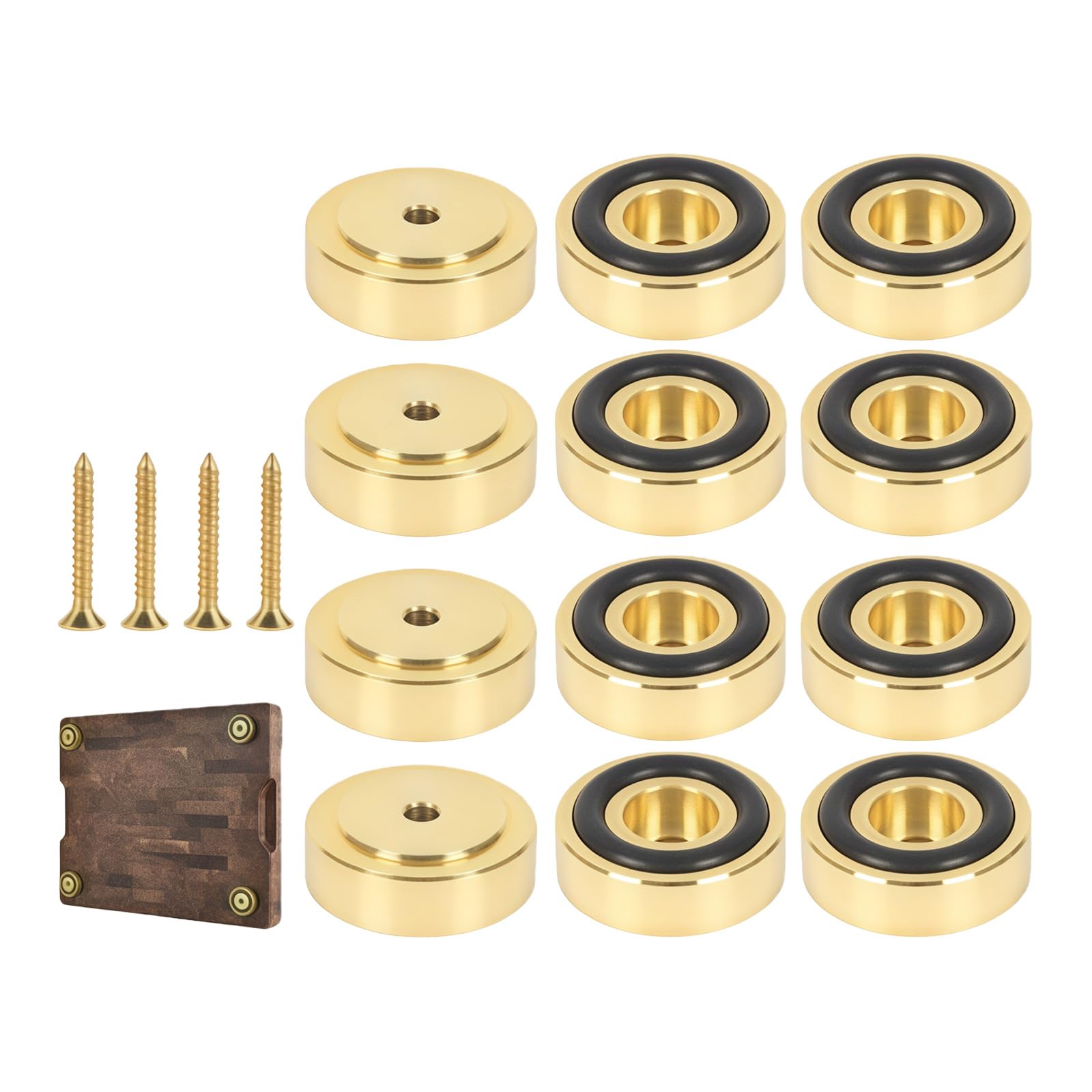 Xjdzineq 12Pcs Brass Amplifier Pad Feet with Screws for Wooden Cutting Boards Buffers Absorption Damping Metal Feet Easy to Use for Kitchen Chopping Boards
