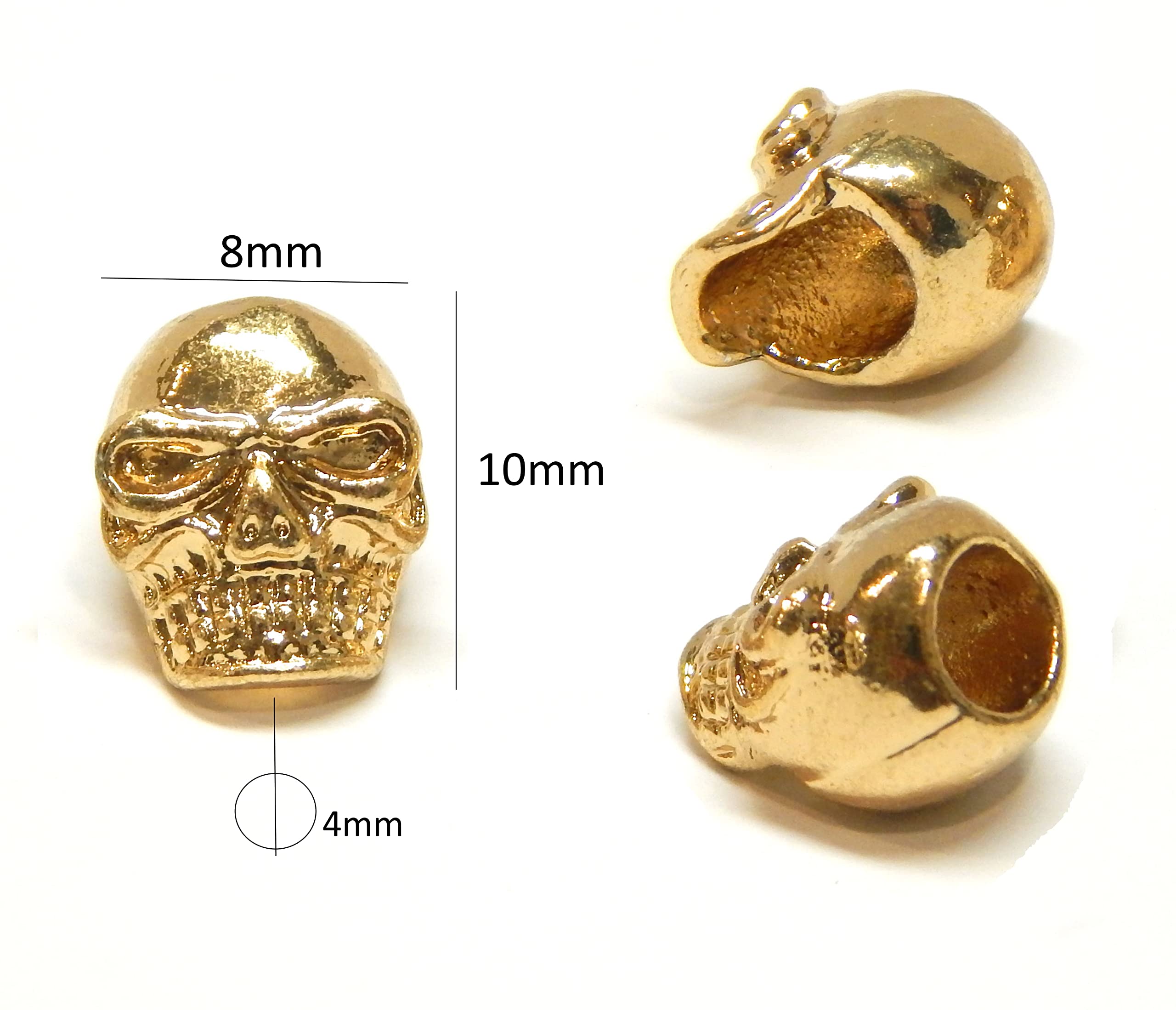 20 Stück Schädel Spacer Perlen – 12 Mm, Goldfarben, Aus Metall Für Armbänder & Halsketten DIY
