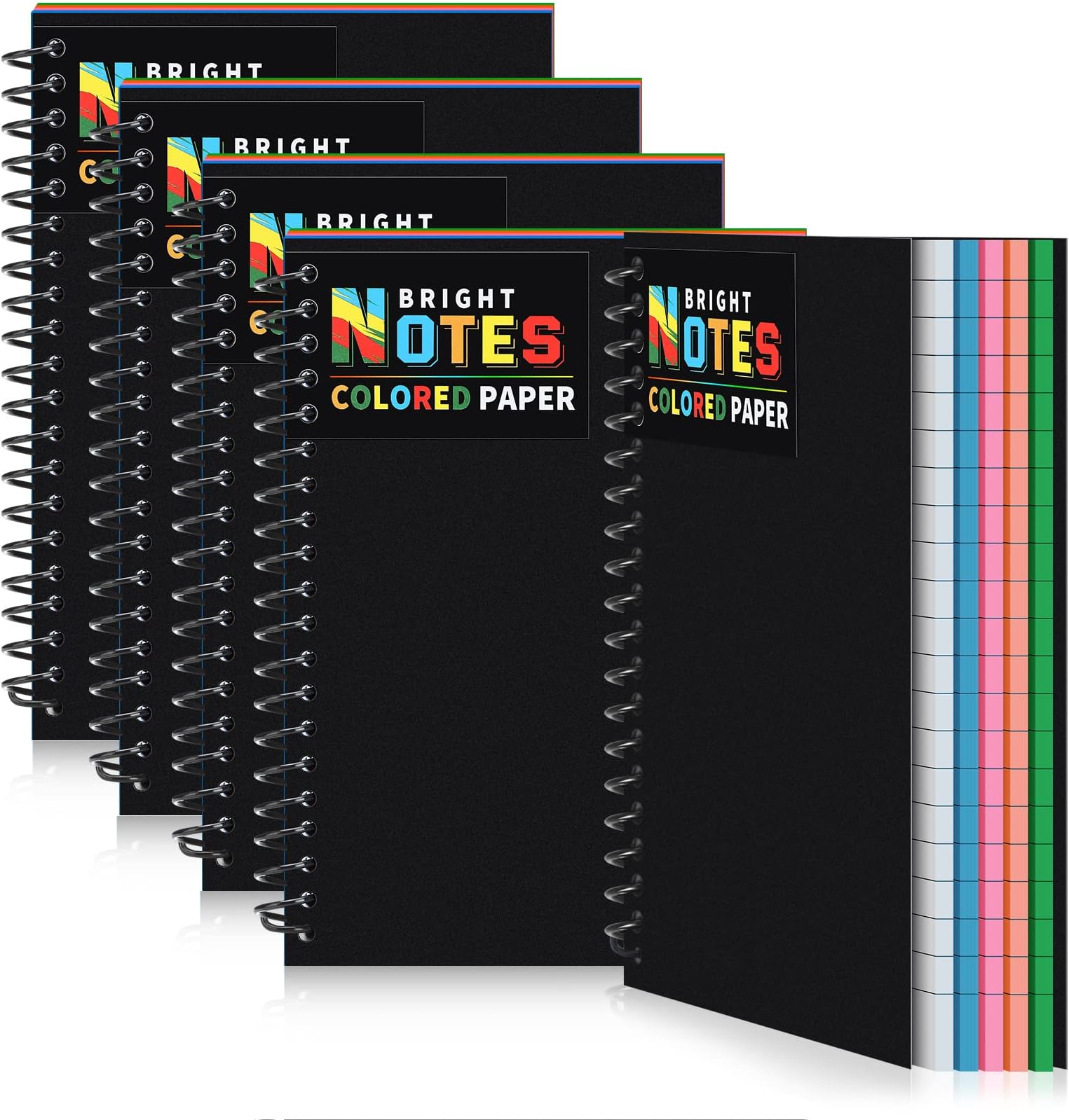 6 Pack Spiral Notebook 5 x 7 Inch College Ruled Colored Paper Notebook Lined Paper Composition Perforated Notepad Memo Books for Journaling Home Office, 80 Sheet Per Pack (Neon Color)