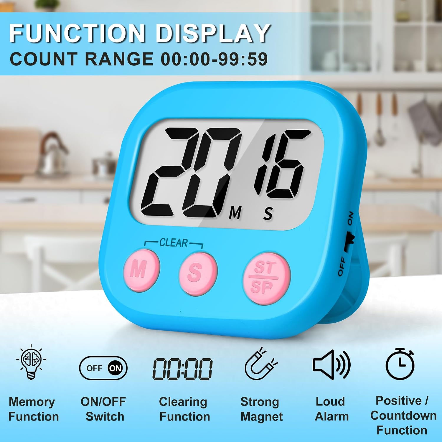 ZILLEEN Classroom Timer for Kids Teachers 6 Pack Digital Timers Blue Pink image 4