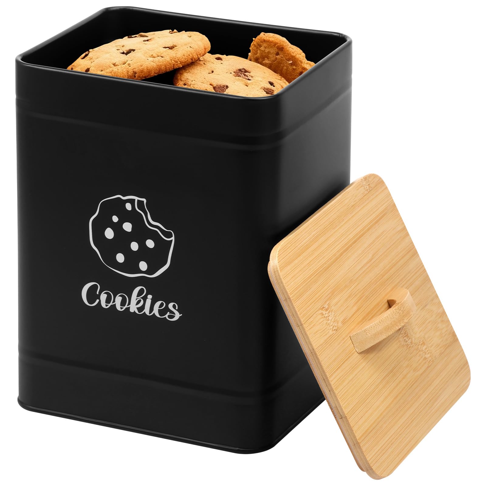 Zhjiutak Biscuit Tin, Cookie Jar with Lid, Cookie Storage Tin for Biscuit Candy Pastry Nut Airtight Container for Kitchen Baking and Food Preservation, Food Storage Container for Candy(black)
