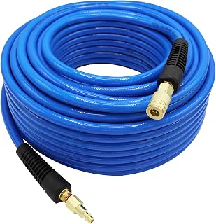 YOTOO PVC Air Hose 3/8-Inch by 100-Feet 300 PSI Heavy Duty, Lightweight, Kink Resistant with 1/4-Inch Industrial Quick Coupler Fittings, Bend Restrictors, Blue